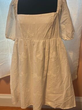 ALTARD STATE White Eyelet Bow SHORT Dress - SIZE SMALL - NWT